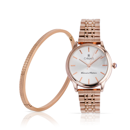 DOME ROSE GOLD-WHITE & ZIGZAG BRACELET ROSE-GOLD COMBO | WOMEN