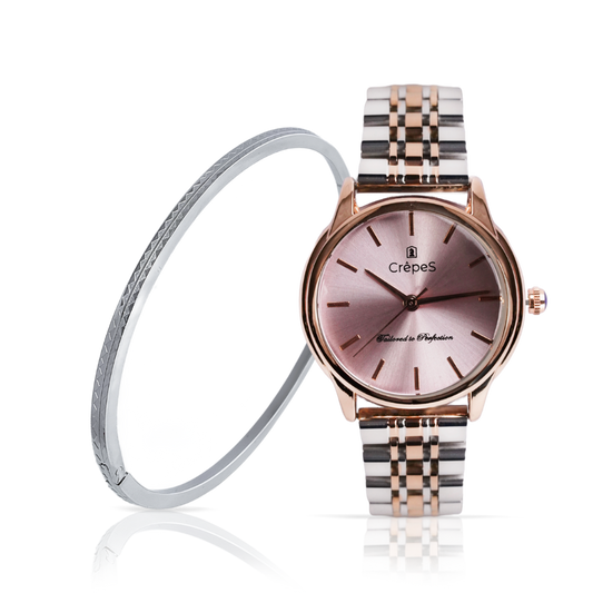 DOME DUO TONE-PINK & ZIGZAG BRACELET SILVER COMBO | WOMEN