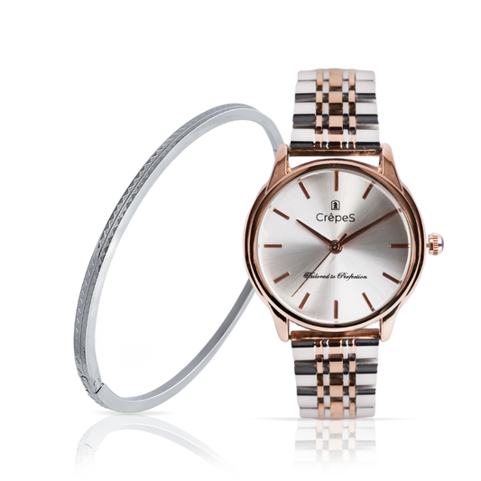 DOME DUO TONE-WHITE & ZIGZAG BRACELET SILVER COMBO | WOMEN