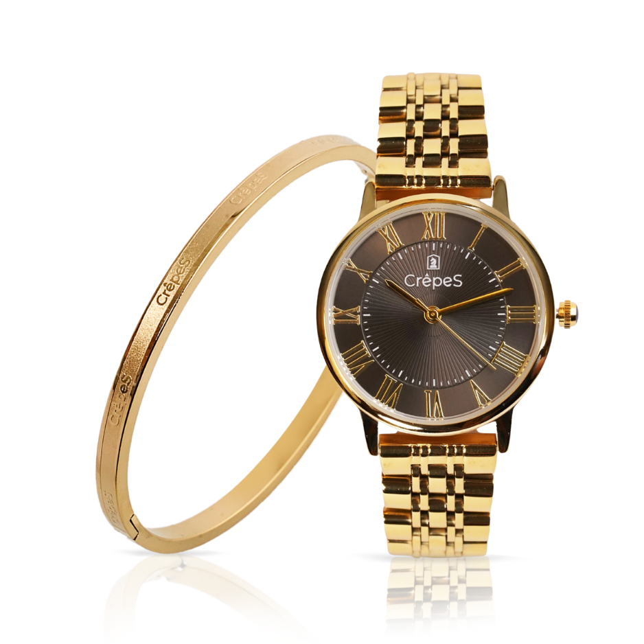 RAY ROMAN GOLD-BLACK & SIGNATURE BRACELET GOLD COMBO | WOMEN