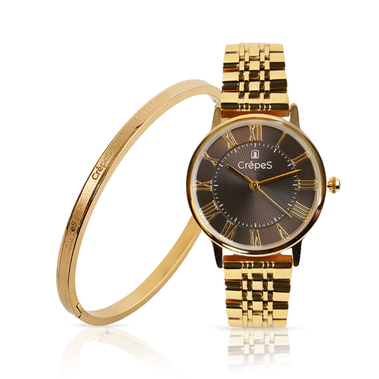 RAY ROMAN GOLD-BLACK & SIGNATURE BRACELET GOLD COMBO | WOMEN