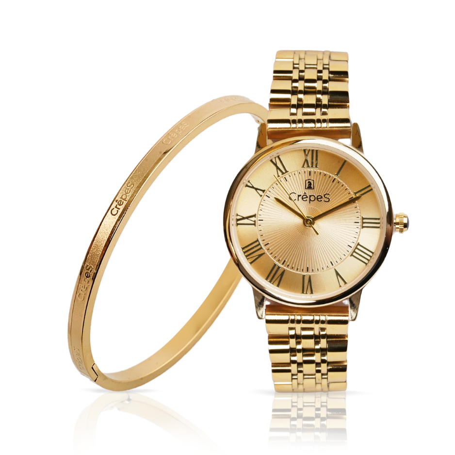 CrepeS Ray Watch Gold & Signature Bracelet Gold Stack | Women