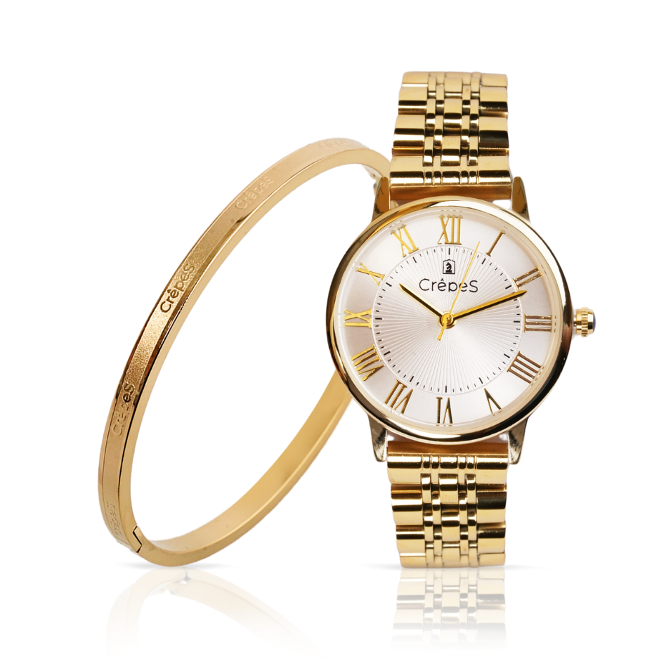 RAY ROMAN GOLD-WHITE & SIGNATURE BRACELET GOLD COMBO | WOMEN