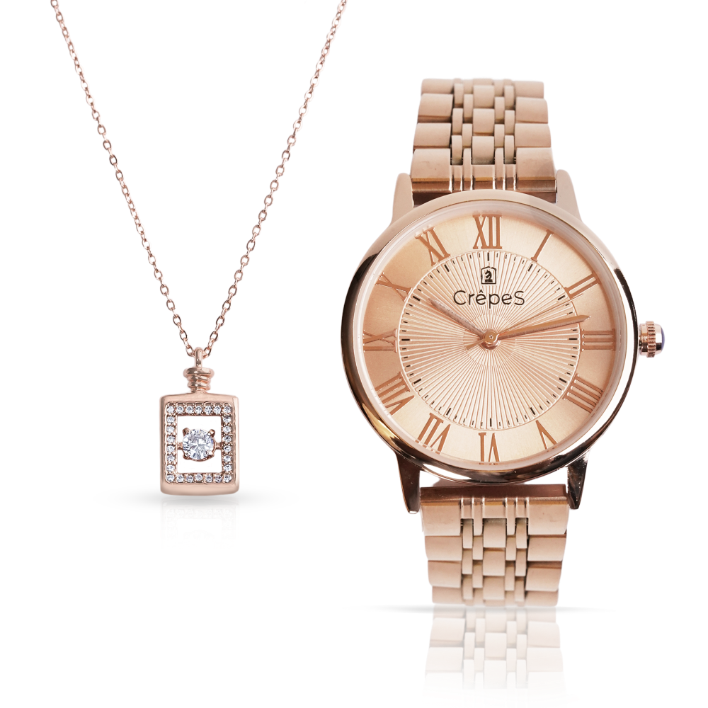 RAY ROMAN ROSE GOLD & BOTTLE NECKLACE ROSE-GOLD COMBO | WOMEN