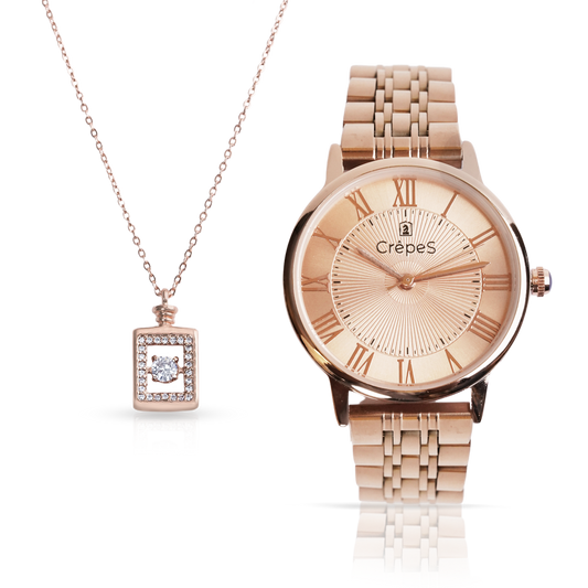 RAY ROMAN ROSE GOLD & BOTTLE NECKLACE ROSE-GOLD COMBO | WOMEN