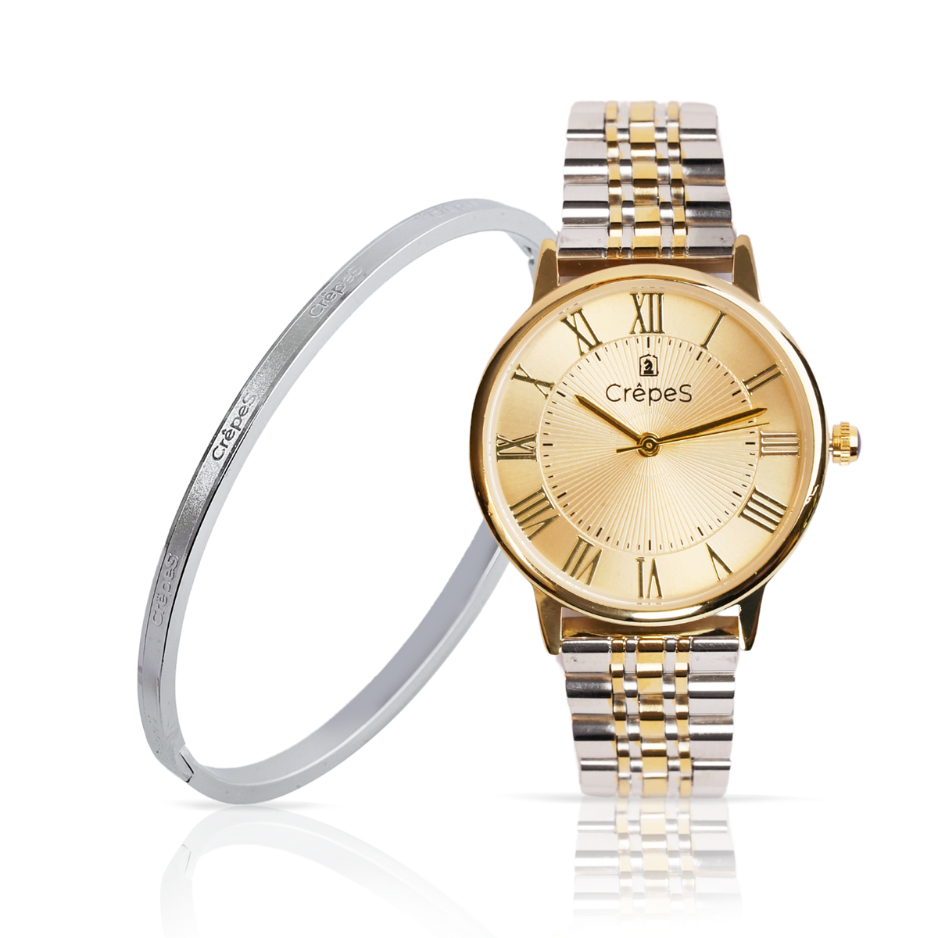 RAY ROMAN DUO TONE-GOLD & SIGNATURE BRACELET SILVER COMBO | WOMEN