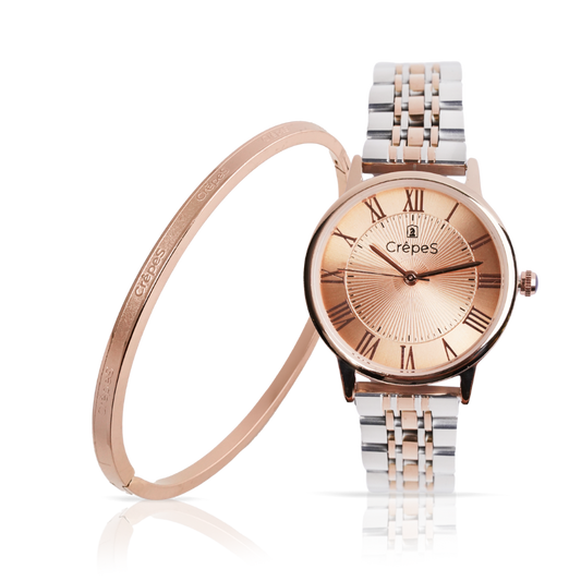 RAY ROMAN DUO TONE-ROSE GOLD & SIGNATURE BRACELET ROSE-GOLD COMBO | WOMEN