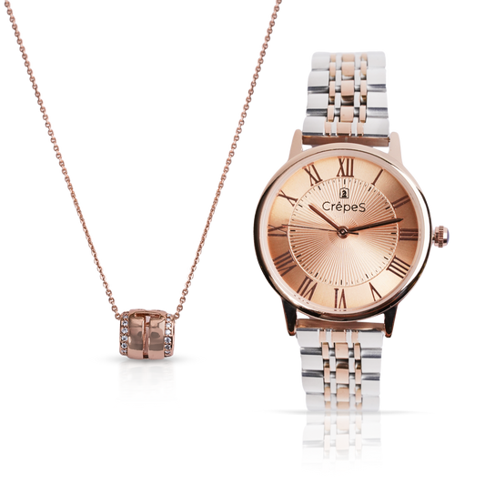 RAY ROMAN DUO TONE-ROSE GOLD & CYLINDRICAL NECKLACE ROSE-GOLD COMBO | WOMEN