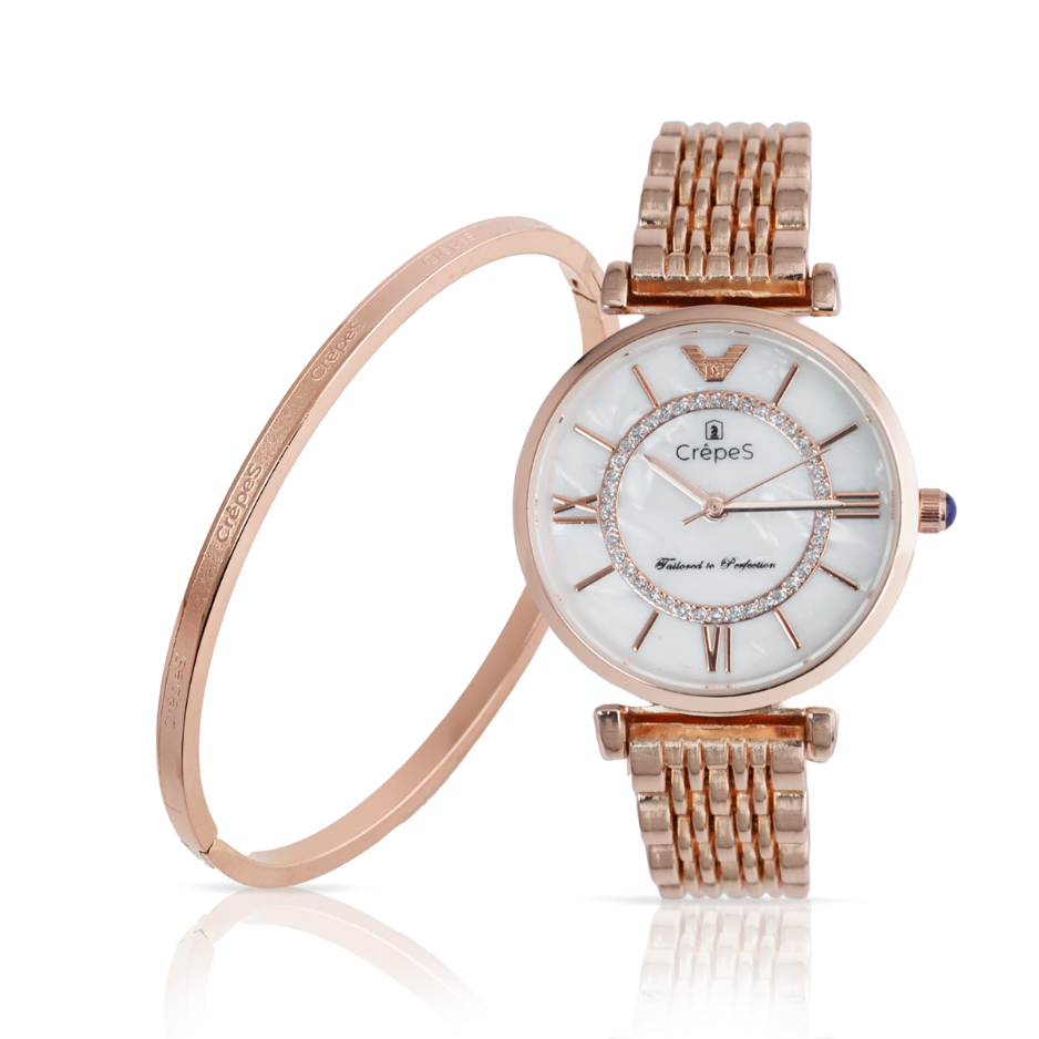 PRISM DUO TONE MOP & SIGNATURE BRACELET ROSE-GOLD COMBO | WOMEN