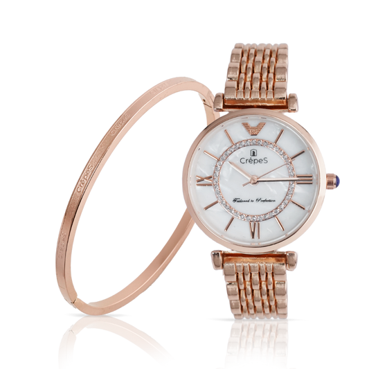 PRISM ROSE GOLD MOP & SIGNATURE BRACEELT ROSE-GOLD COMBO | WOMEN