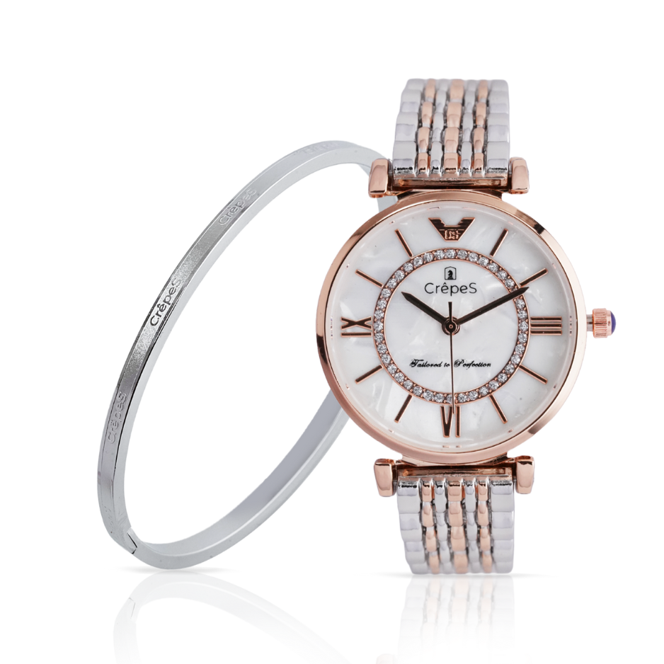 PRISM DUO TONE MOP & SIGNATURE BRACELET SILVER COMBO | WOMEN