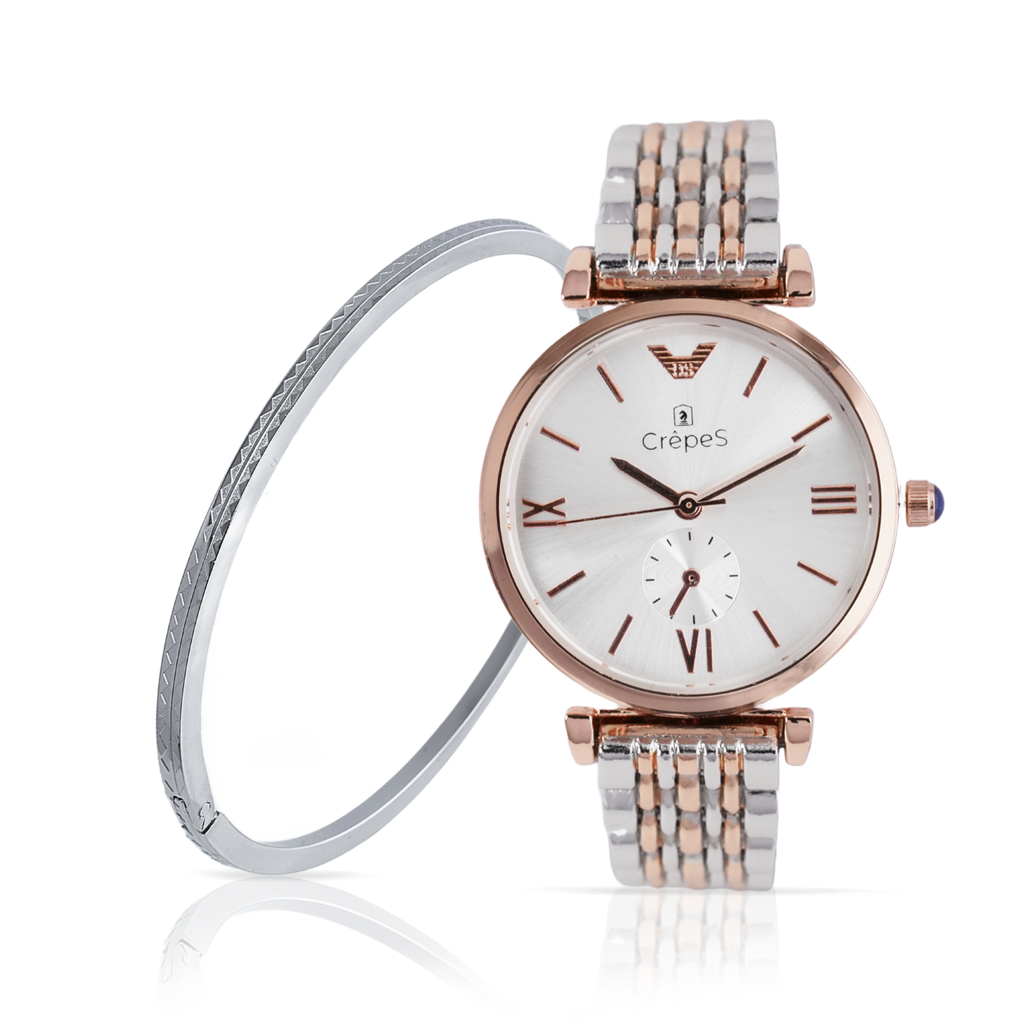 AMARA DUO TONE WHITE & ZIGZAG BRACELET SILVER COMBO | WOMEN