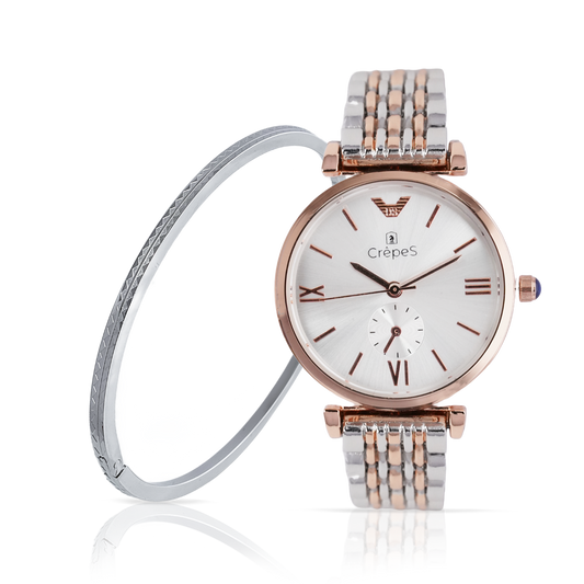 AMARA DUO TONE WHITE & ZIGZAG BRACELET SILVER COMBO | WOMEN