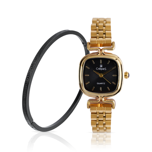 TETRA GOLD-BLACK & VERCE BRACELET BLACK COMBO | WOMEN