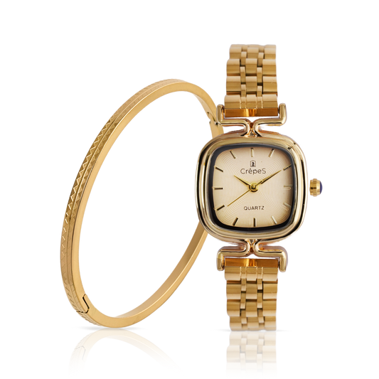 TETRA GOLD & ZIGZAG BRACELET GOLD COMBO | WOMEN