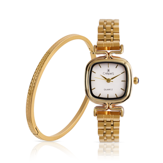 TETRA GOLD-WHITE & ZIGZAG BRACELET GOLD COMBO | WOMEN