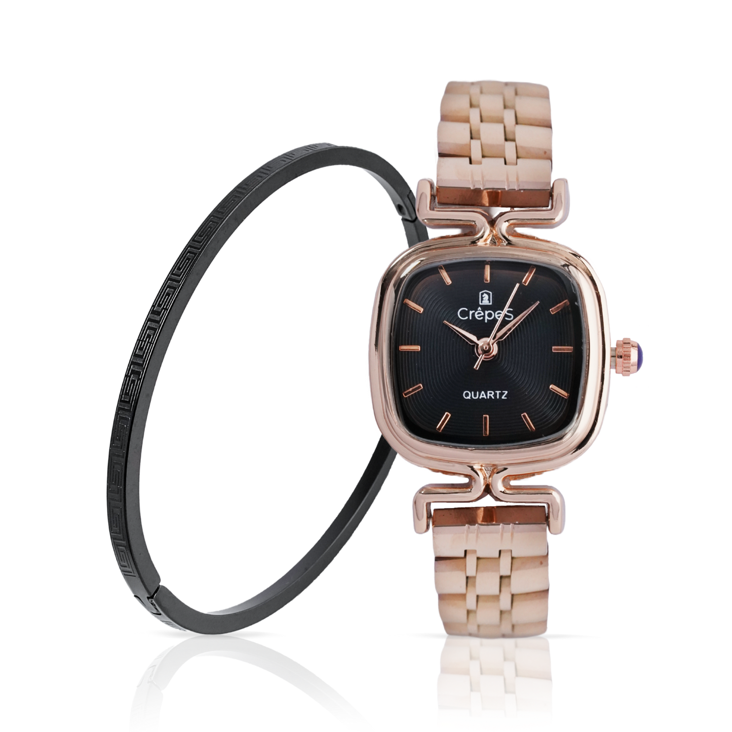 TETRA ROSE GOLD-BLACK & VERCE BRACELET BLACK COMBO | WOMEN