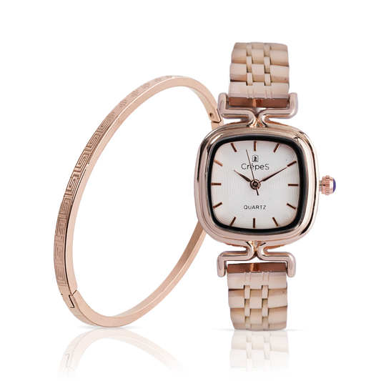 TETRA ROSE GOLD-WHITE & VERCE BRACELET ROSE GOLD COMBO | WOMEN