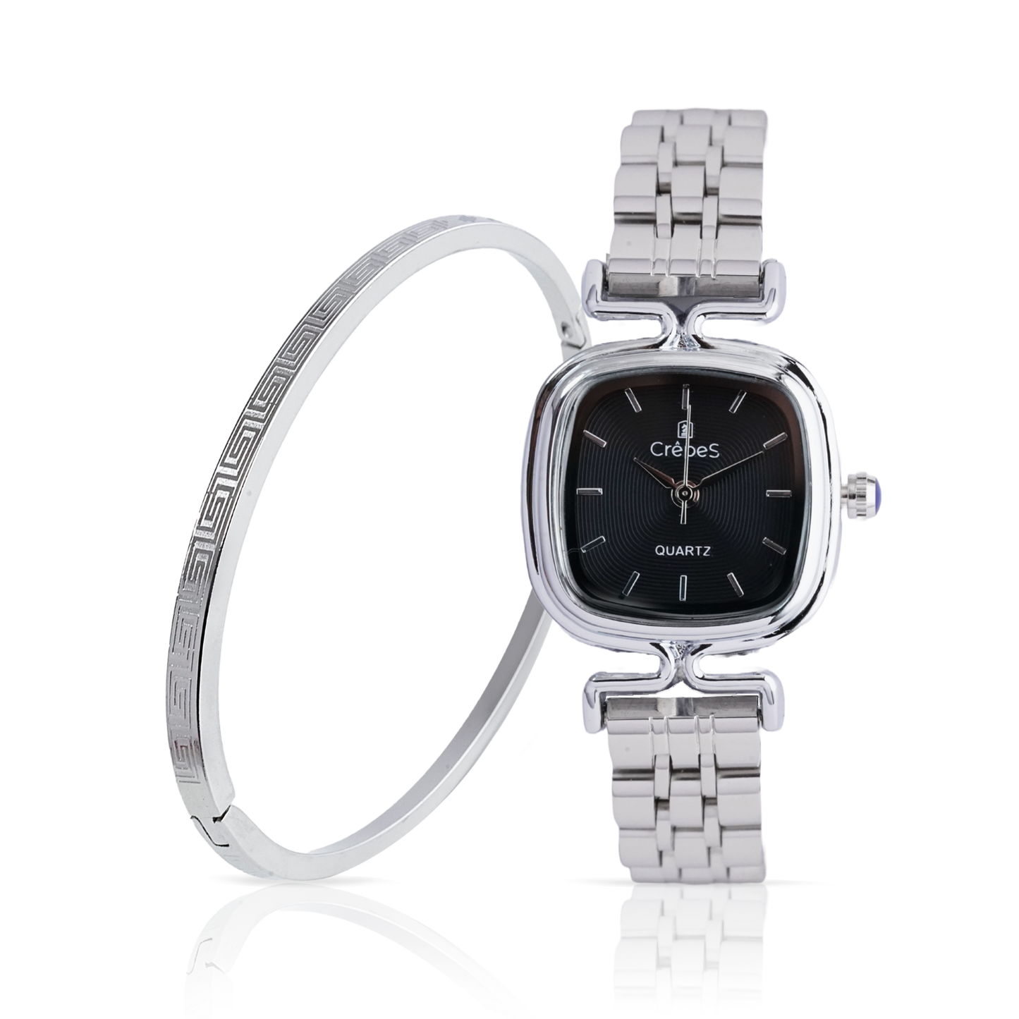 TETRA SILVER-BLACK & VERCE BRACELET SILVER COMBO | WOMEN