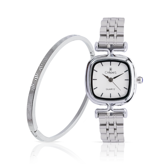 TETRA SILVER-WHITE & VERCE BRACELET SILVER COMBO | WOMEN