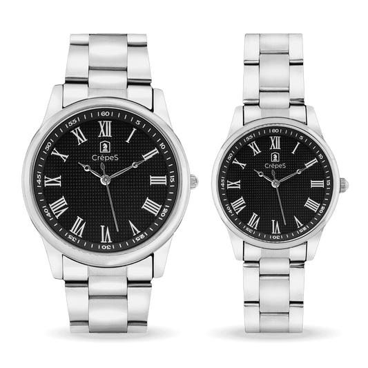 ROMAN COUPLE STAINLESS STEEL STRAP WITH JAPANESE MOVEMENT | MEN & WOMEN