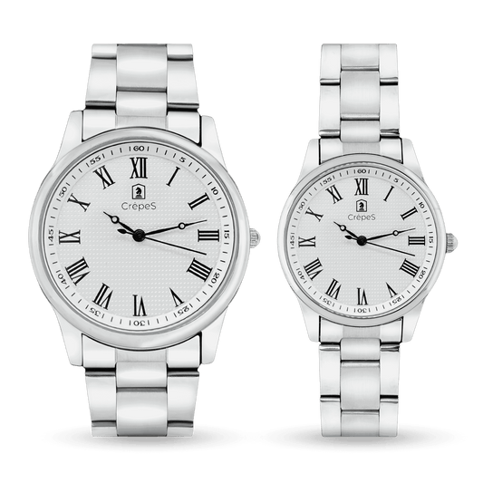 ROMAN COUPLE STAINLESS STEEL STRAP WITH JAPANESE MOVEMENT | MEN & WOMEN