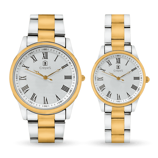 ROMAN COUPLE STAINLESS STEEL STRAP WITH JAPANESE MOVEMENT | MEN & WOMEN