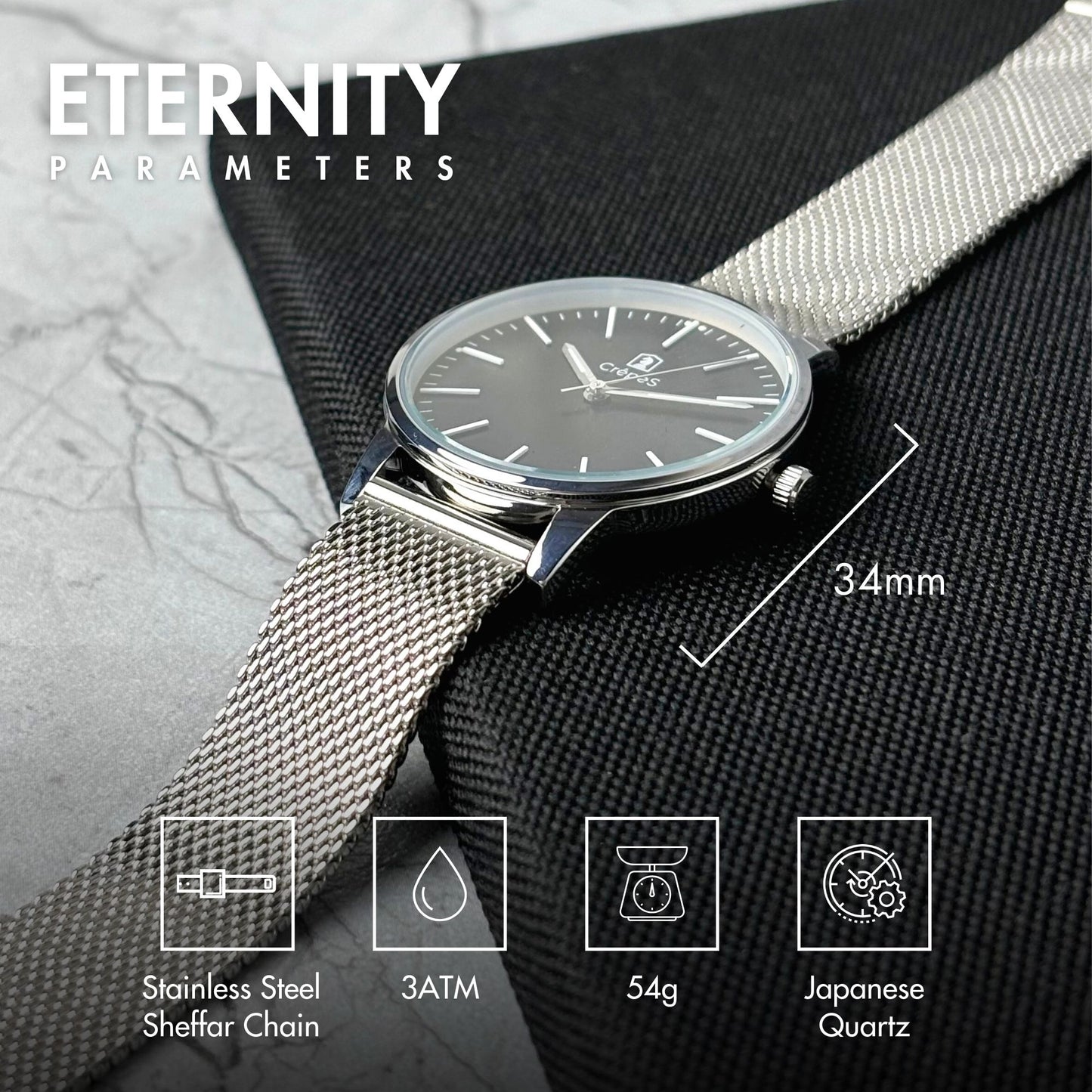 ETERNITY SHEFFAR MESH STRAP WITH JAPANESE MOVEMENT | WOMEN