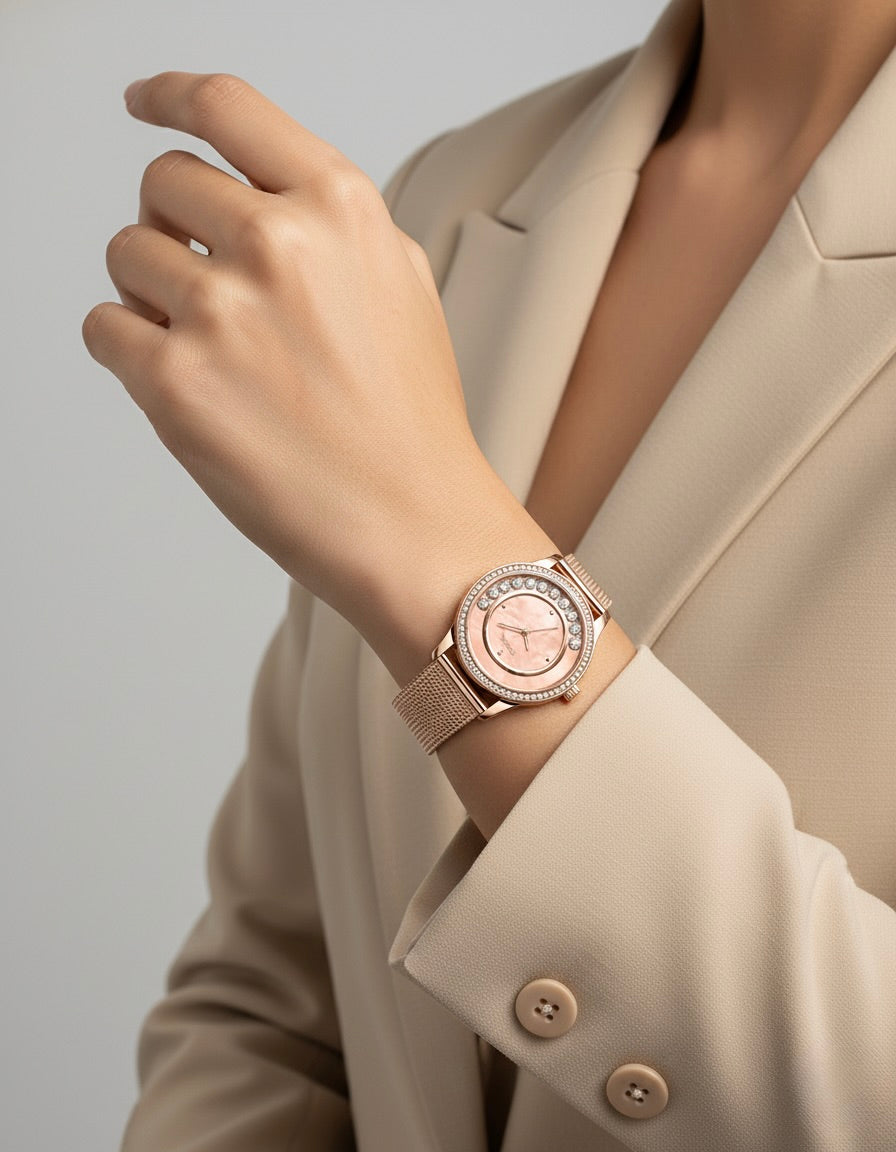 STARLIT STAINLESS STEEL STRAP WATCH WITH JAPANESE MOVEMENT | WOMEN