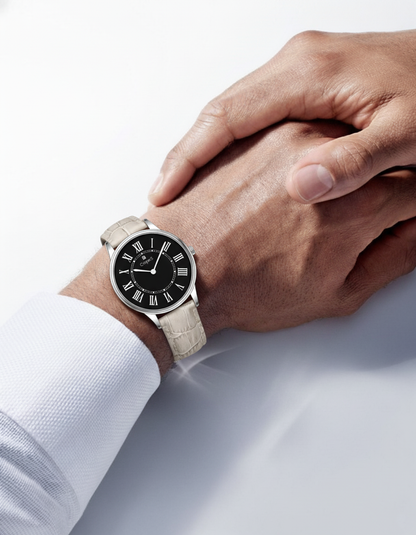 ROMAN EDGE LEATHER STRAP WATCH WITH JAPANESE MOVEMENT | MEN