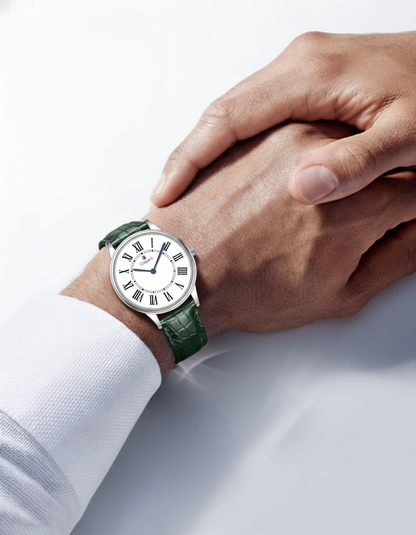 ROMAN EDGE LEATHER STRAP WATCH WITH JAPANESE MOVEMENT | MEN