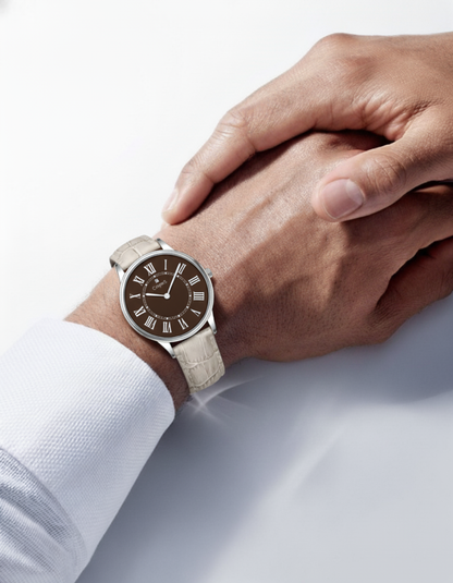 ROMAN EDGE LEATHER STRAP WATCH WITH JAPANESE MOVEMENT | MEN