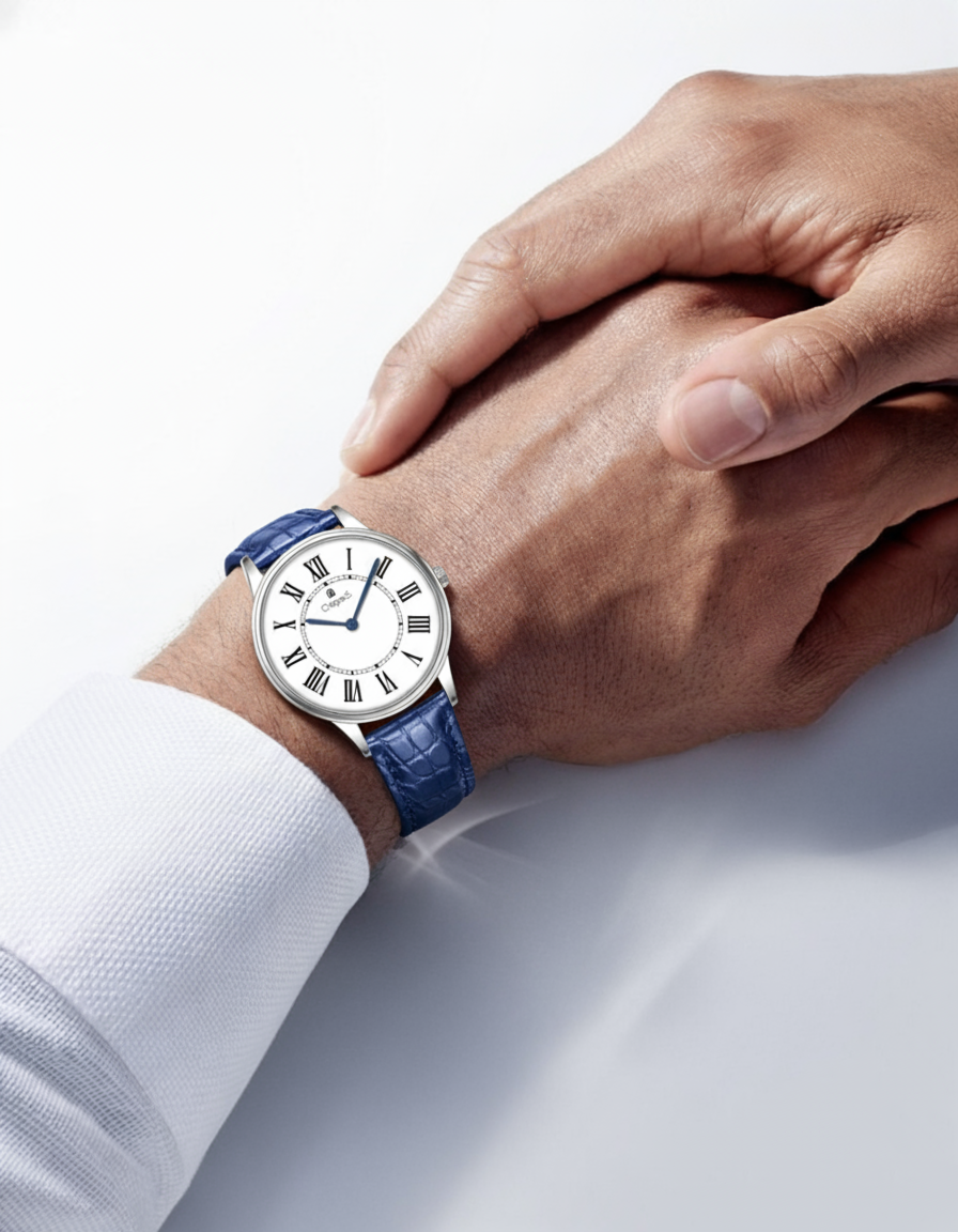 ROMAN EDGE LEATHER STRAP WATCH WITH JAPANESE MOVEMENT | MEN