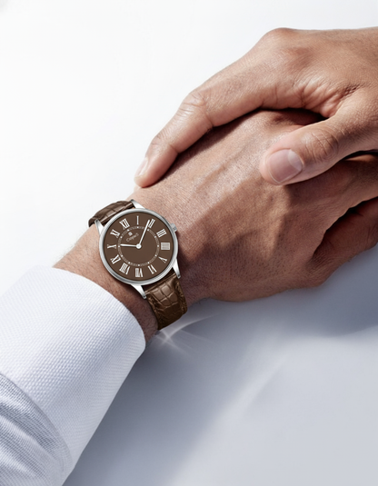 ROMAN EDGE LEATHER STRAP WATCH WITH JAPANESE MOVEMENT | MEN