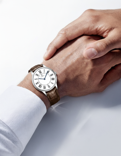 ROMAN EDGE LEATHER STRAP WATCH WITH JAPANESE MOVEMENT | MEN