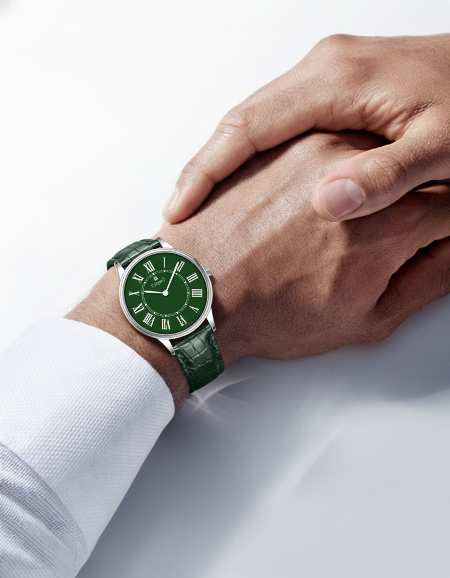 ROMAN EDGE LEATHER STRAP WATCH WITH JAPANESE MOVEMENT | MEN