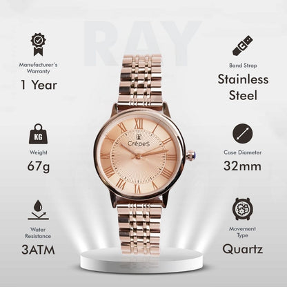 RAY ROMAN ROSE GOLD STAINLESS STEEL | WOMEN