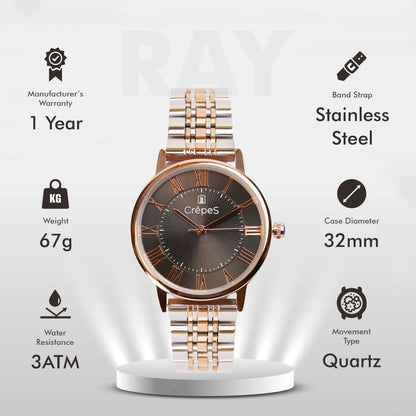 RAY ROMAN DUO TONE-ROSE GOLD STAINLESS STEEL | WOMEN