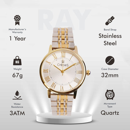 RAY ROMAN DUO TONE-GOLD STAINLESS STEEL | WOMEN