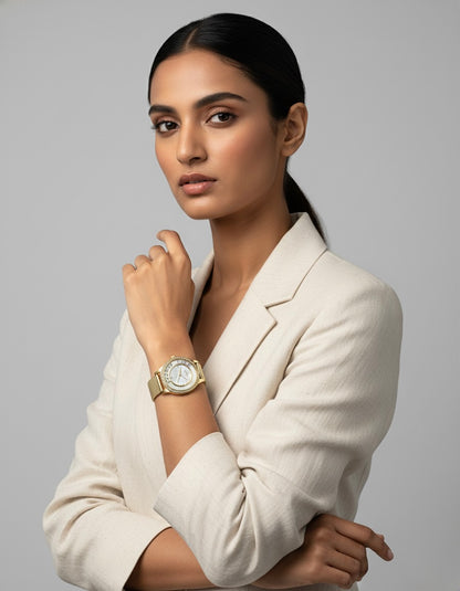 STARLIT STAINLESS STEEL STRAP WATCH WITH JAPANESE MOVEMENT | WOMEN