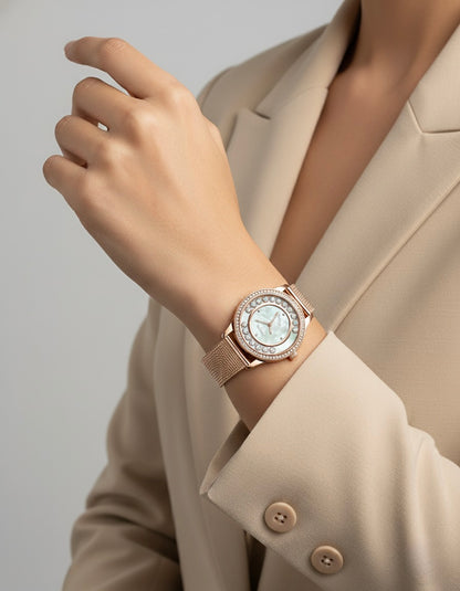 STARLIT STAINLESS STEEL STRAP WATCH WITH JAPANESE MOVEMENT | WOMEN