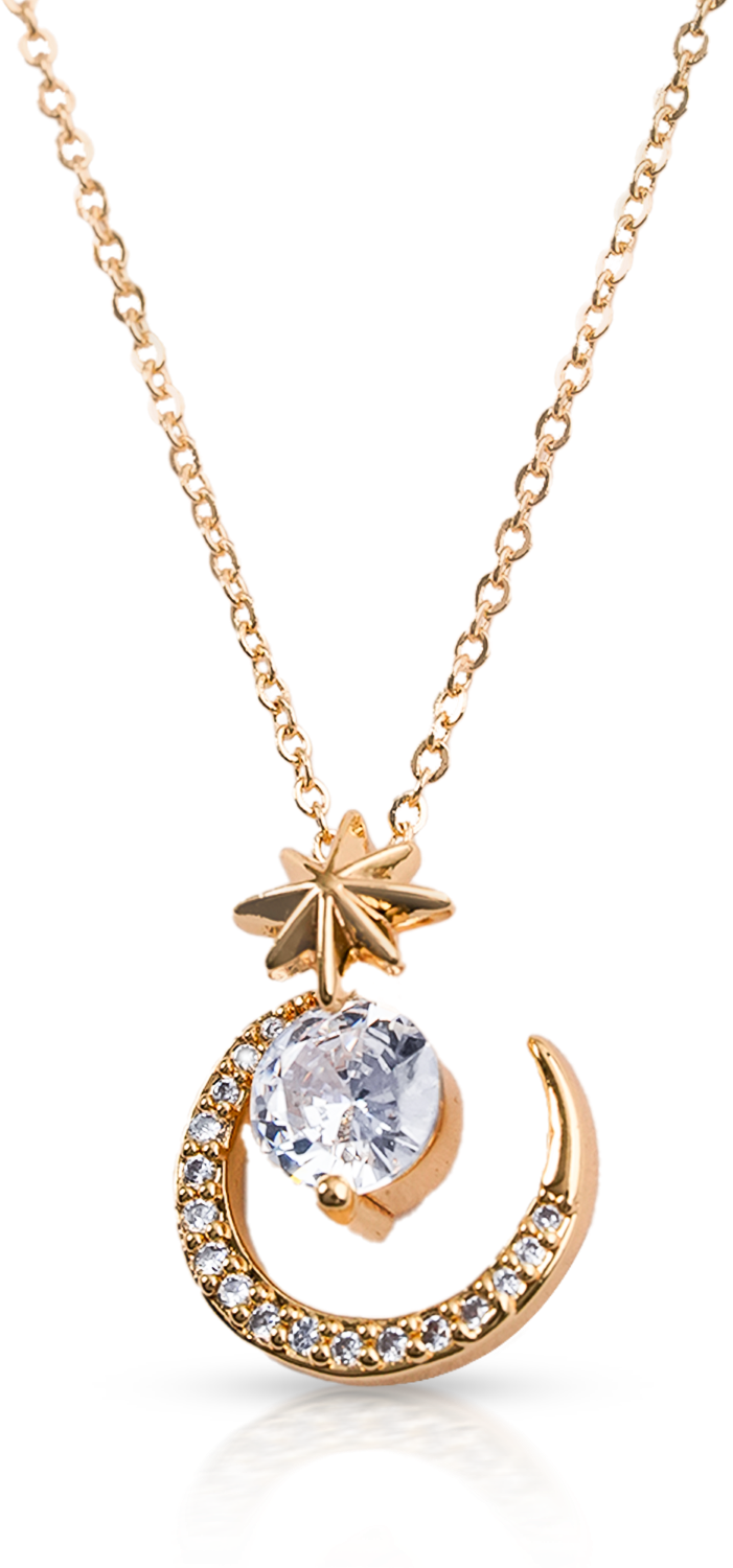 CrepeS Moon Pendant in Gold Necklace | Women