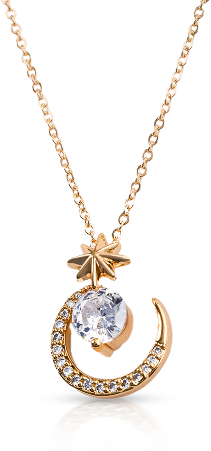 CrepeS Moon Pendant in Gold Necklace | Women