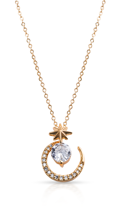 CrepeS Moon Pendant in Gold Necklace | Women