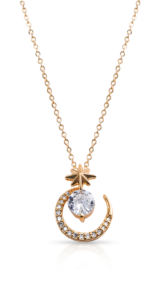 CrepeS Moon Pendant in Gold Necklace | Women