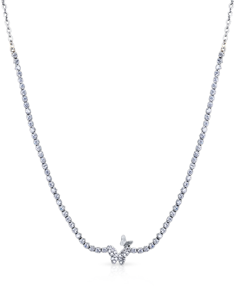 CrepeS Stone Butterfly in Silver Necklace | Women
