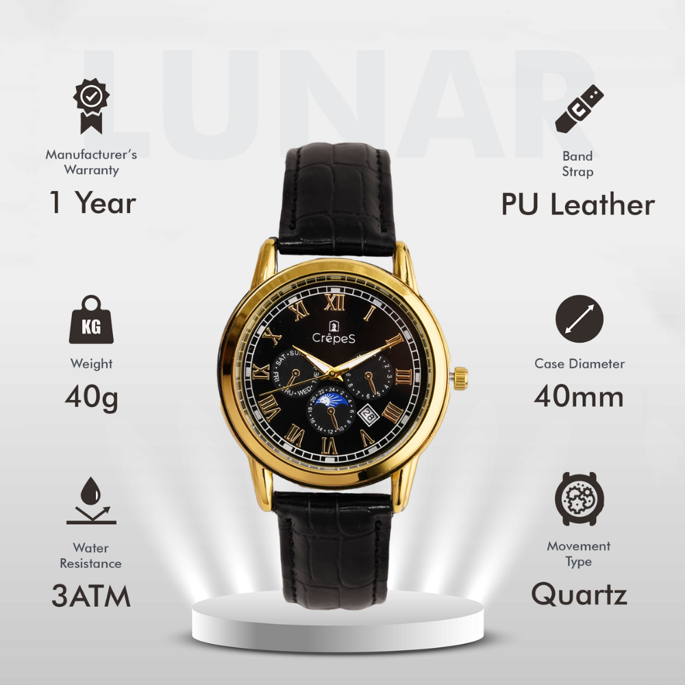 LUNAR GOLD-BLACK BK LEATHER | MEN