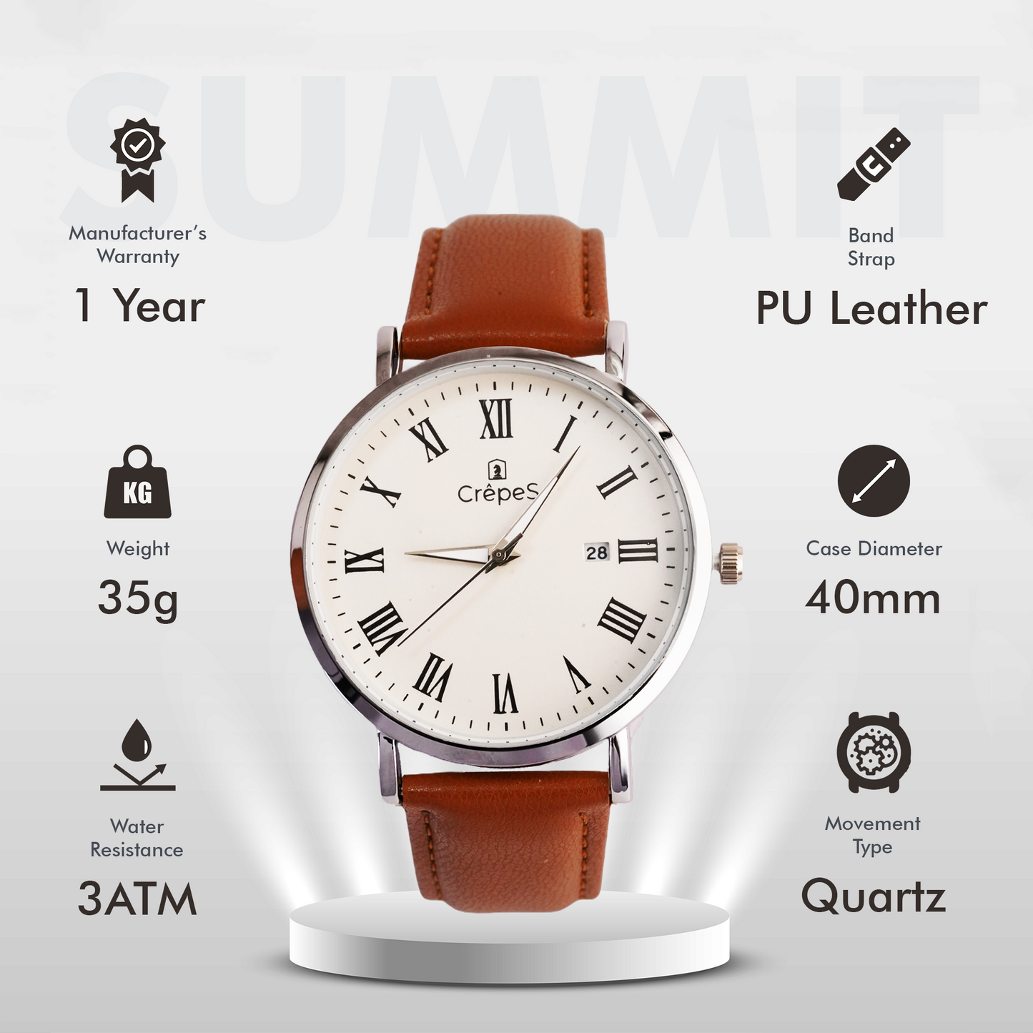 SUMMITSILVER-WHITE BR LEATHER | MEN